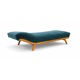 Canapé-lit vintage / chaise longue avec nouvelle tapisserie et magnifique menuiserie.