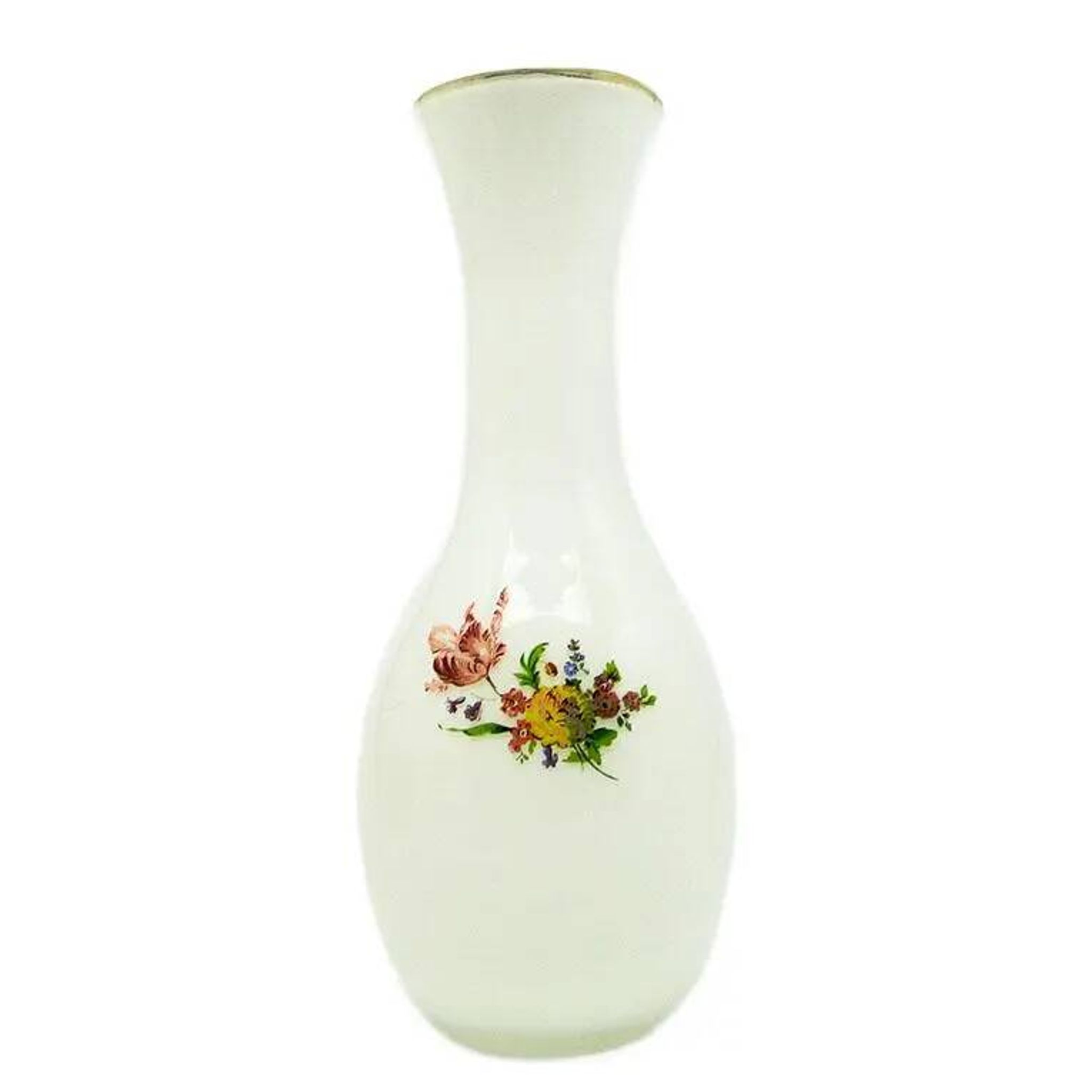 Mid-century modern vase, latticino glass, Poland, 1970s