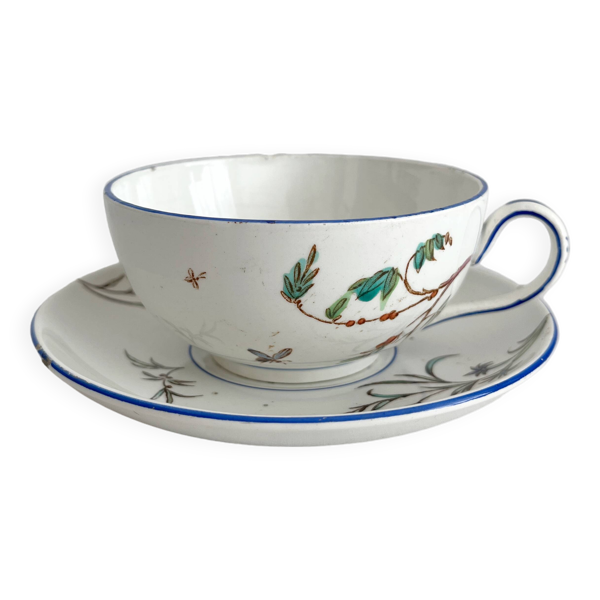 Tasse en terre de fer polychrome ''Nella'' Jules Veillard Bordeaux (JVB)