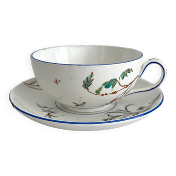 Polychrome ironstone cup "Nella" by Jules Veillard, Bordeaux (JVB)