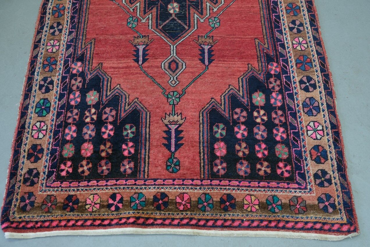 Antique hand-woven persian maslaghan rug, 1920s 254x135cm