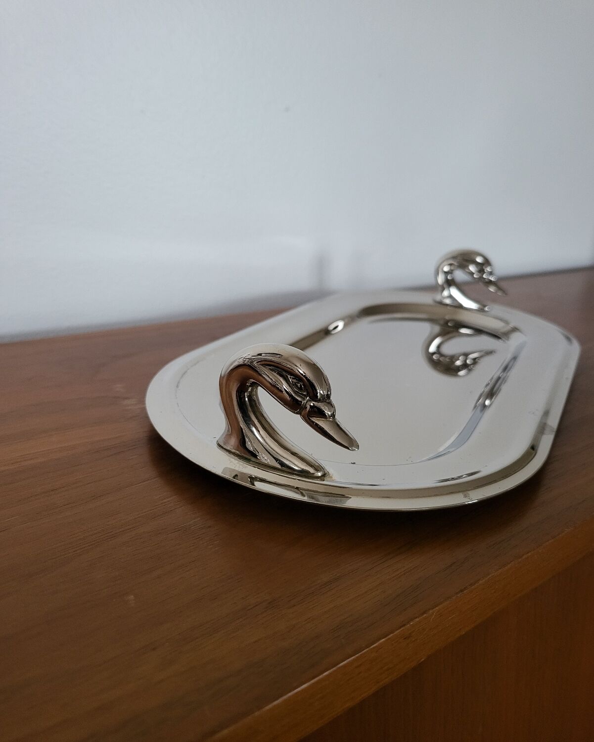 Plat de service à foie gras en métal argenté