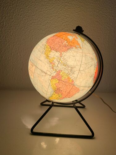 Globe vintage 1960 terrestre verre Perrina mappemonde - 24 cm