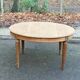 Renovated round Art Deco dining table in solid oak, 1950, 230cm extendable.