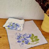 Lot de 8 serviettes de table à fleurs bleues vintage