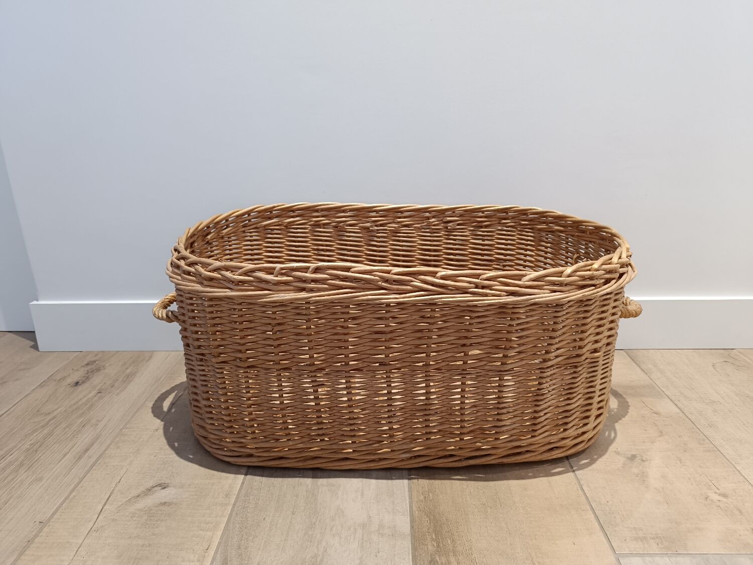 Vintage wicker rattan laundry basket