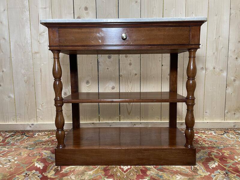 Console d'entrée en acajou Napoléon III et marbre de carrare