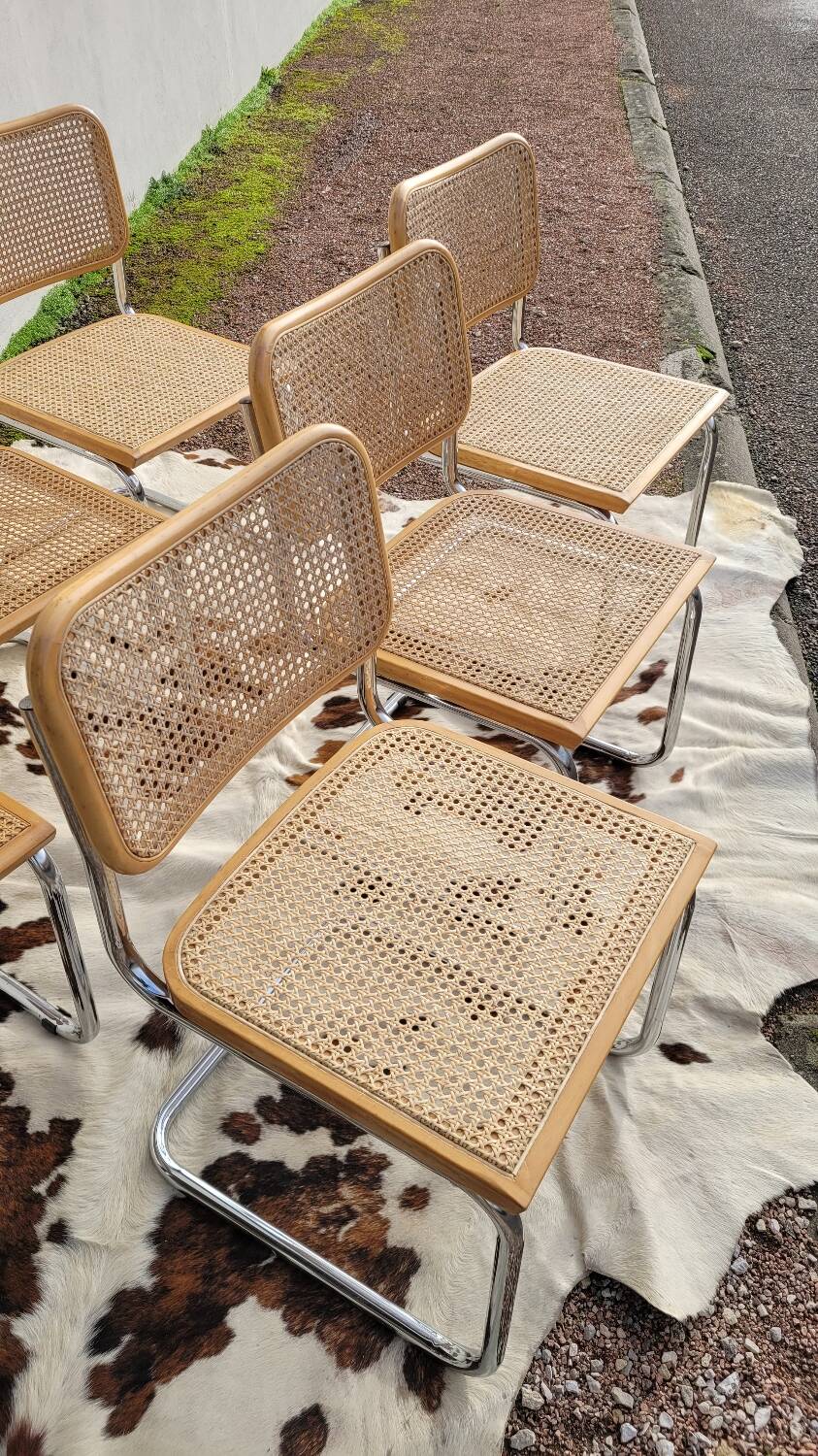 Set of 6 B32 chairs Marcel Breuer Italy design -1970s