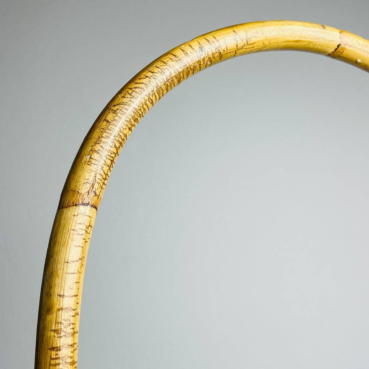 Vintage round service trolley in bamboo and rattan, 1960s