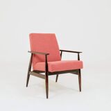 Mid-century modern armchair raspberry bouclé H. Lis