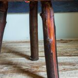 Brutalist tripod stool vintage folk art