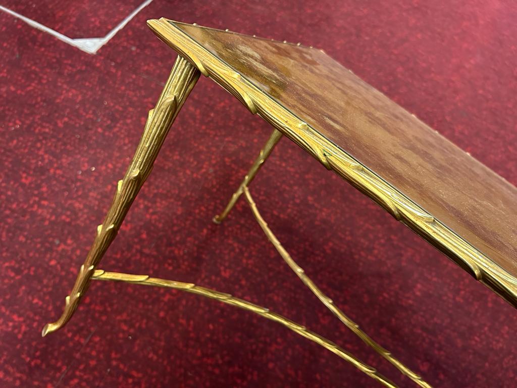 Gilded bronze coffee table palm tree décor