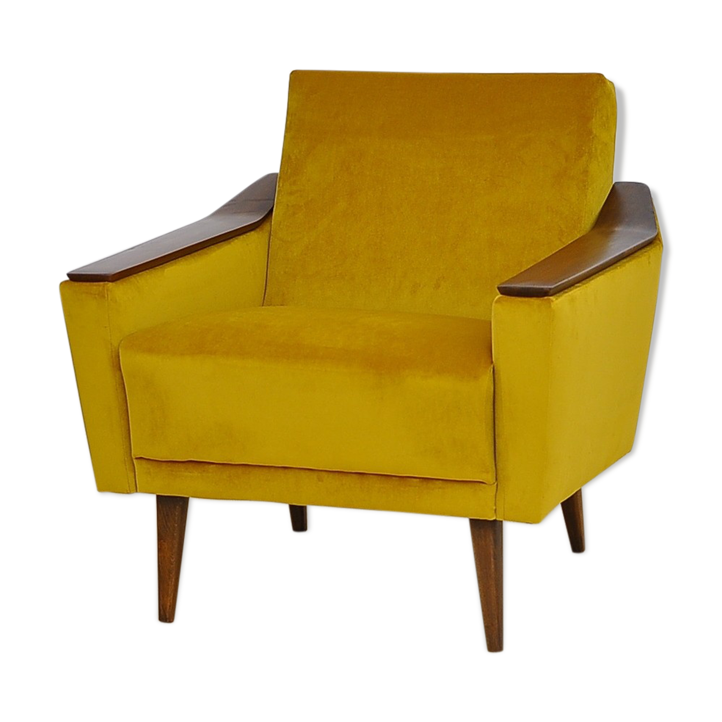 Yellow velvet armchair, 1960s