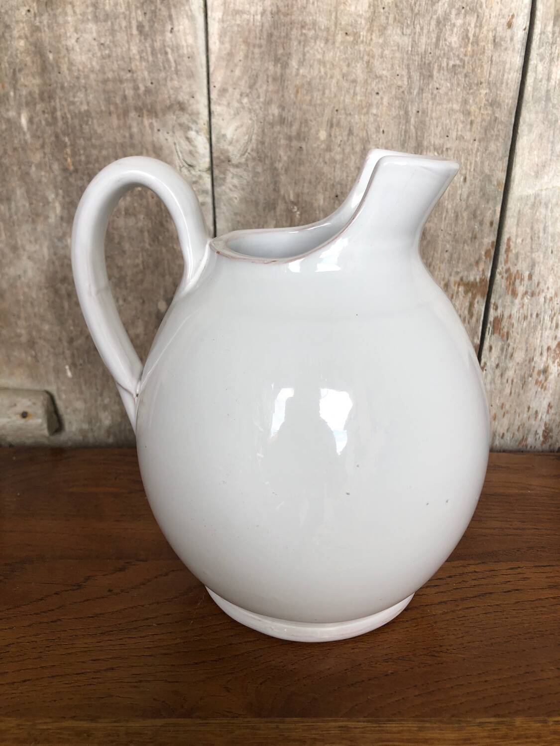 Old Nicola FASANO White Enameled Terracotta Pitcher Italy Vintage #A763