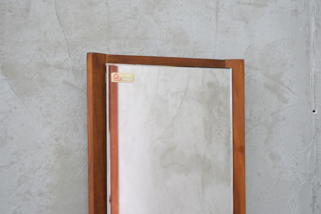 Mid-Century German teak wall mirror from FF Geschliffen , 1960s