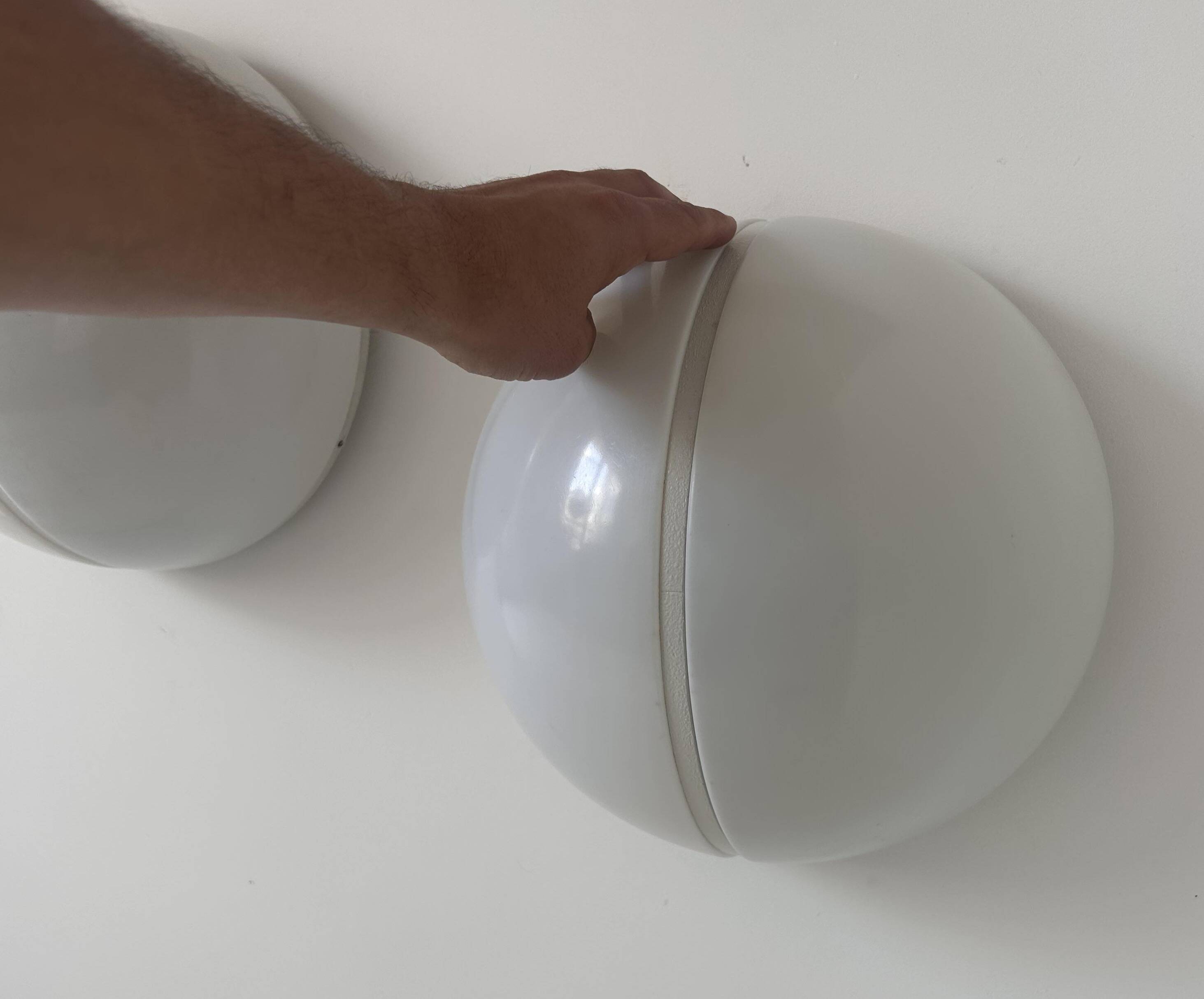 Pair of metal and opal perspex wall lights, Germany 1970