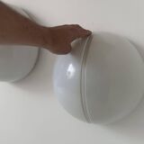 Pair of metal and opal perspex wall lights, Germany 1970