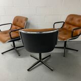 Fauteuil de Charles Pollock encuir Cognac