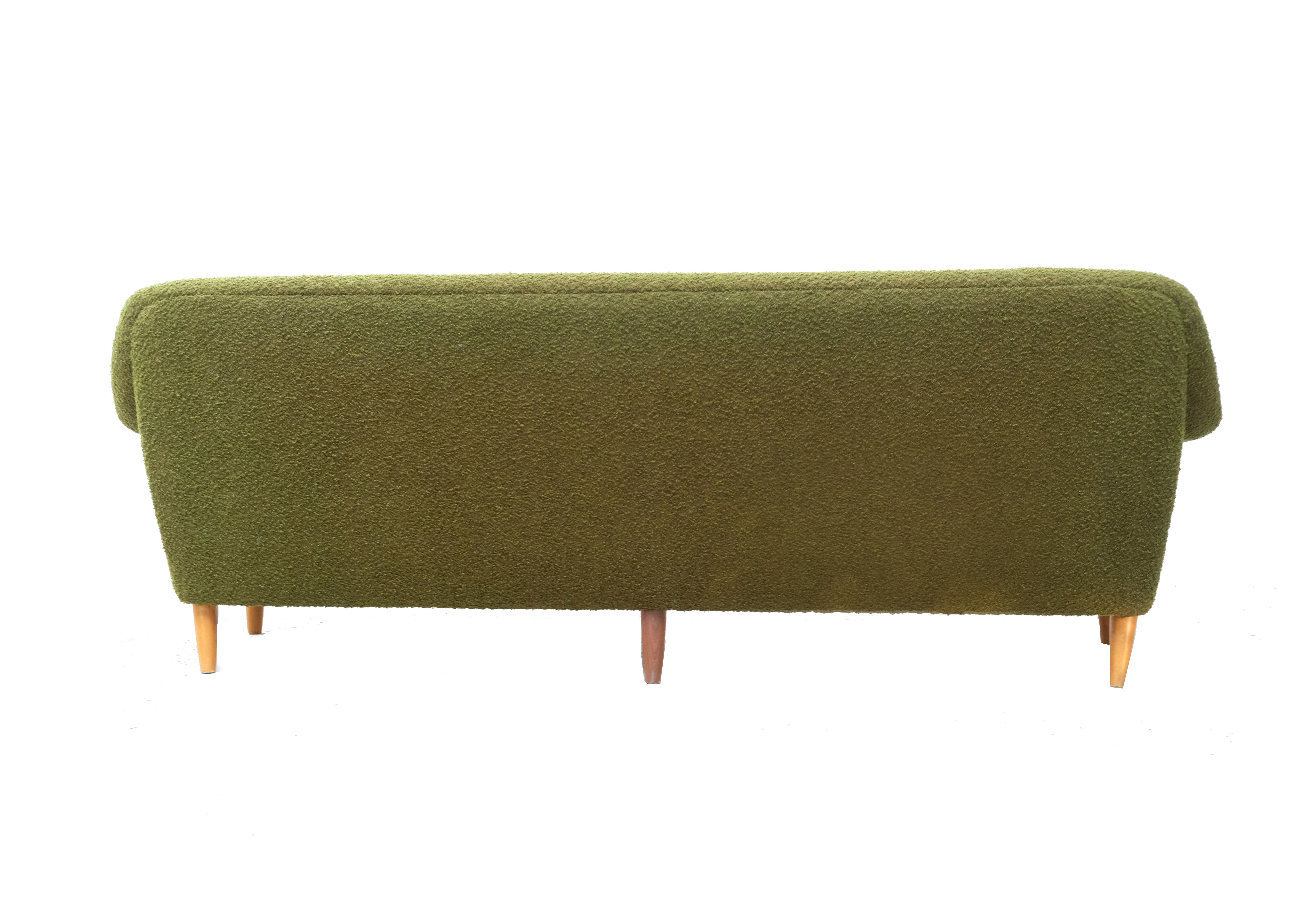 Vintage olive boucle sofa, 1970's norway