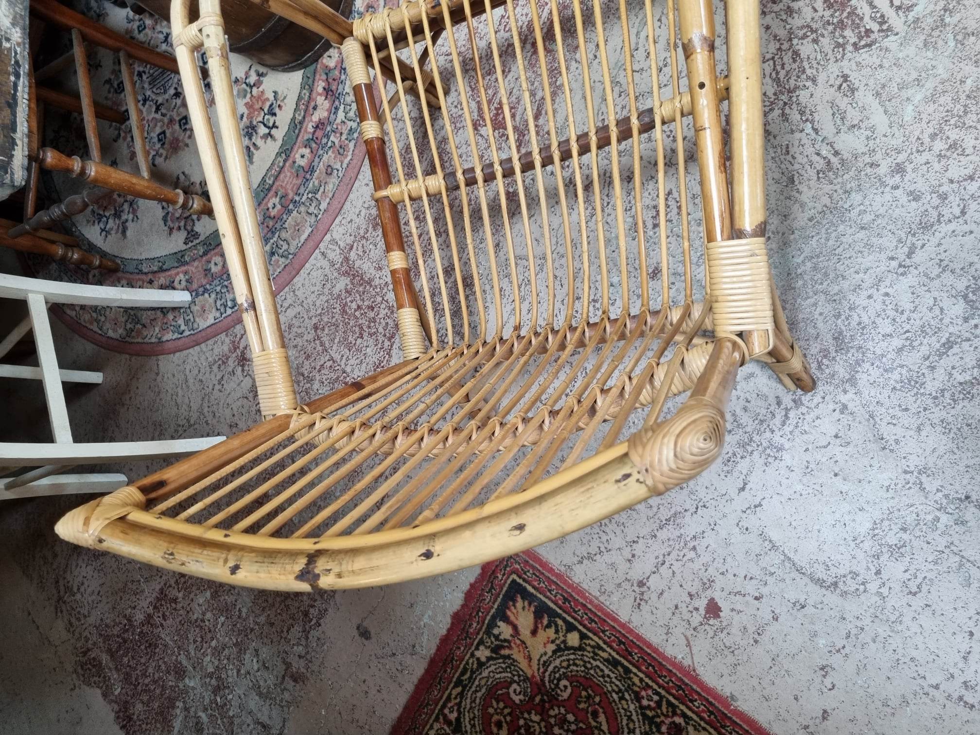 Antique rattan armchair