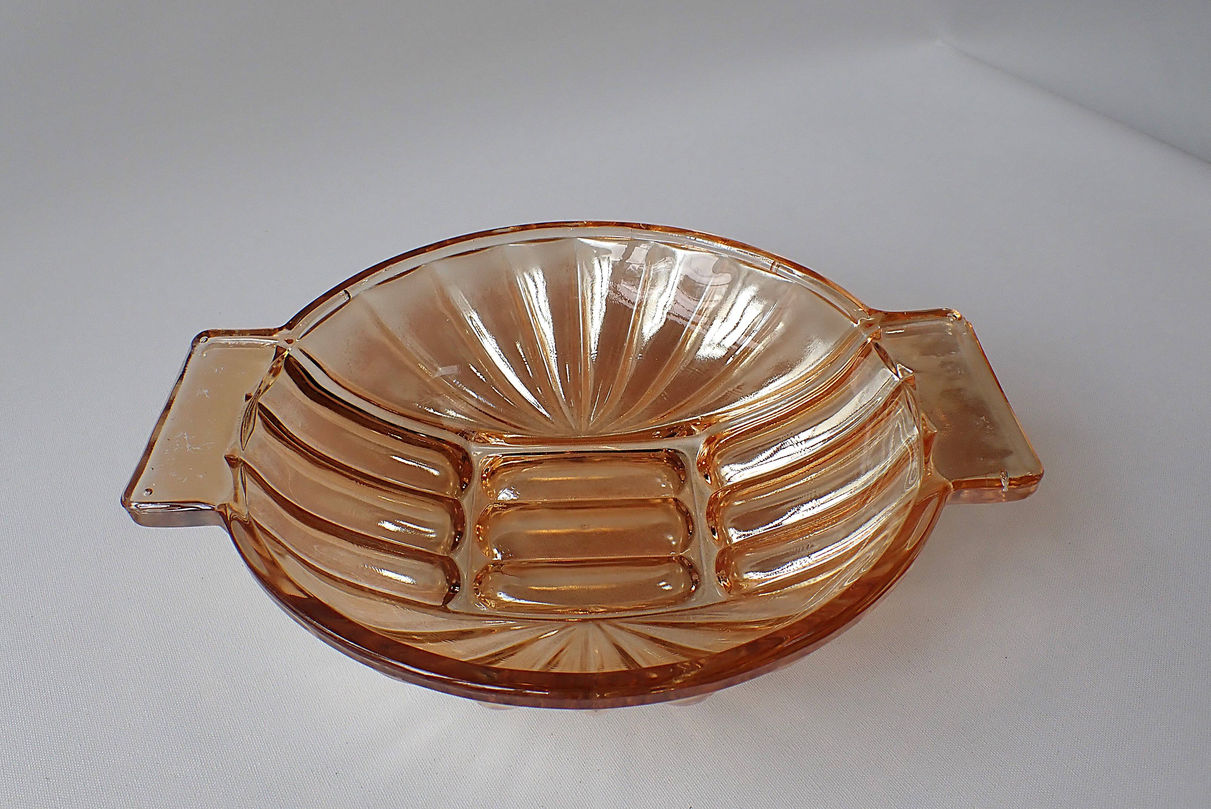 Fruit bowl - small salad bowl - iridescent pink/orange glass bowl
