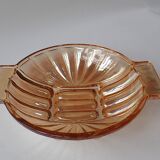 Fruit bowl - small salad bowl - iridescent pink/orange glass bowl