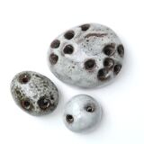 Set of 3 stoneware flowers by Jeanne and Norbert Pierlot