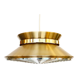 Brass colored aluminium pendant light by Carl Thore for Granhaga Metall. Sweden 1970s.