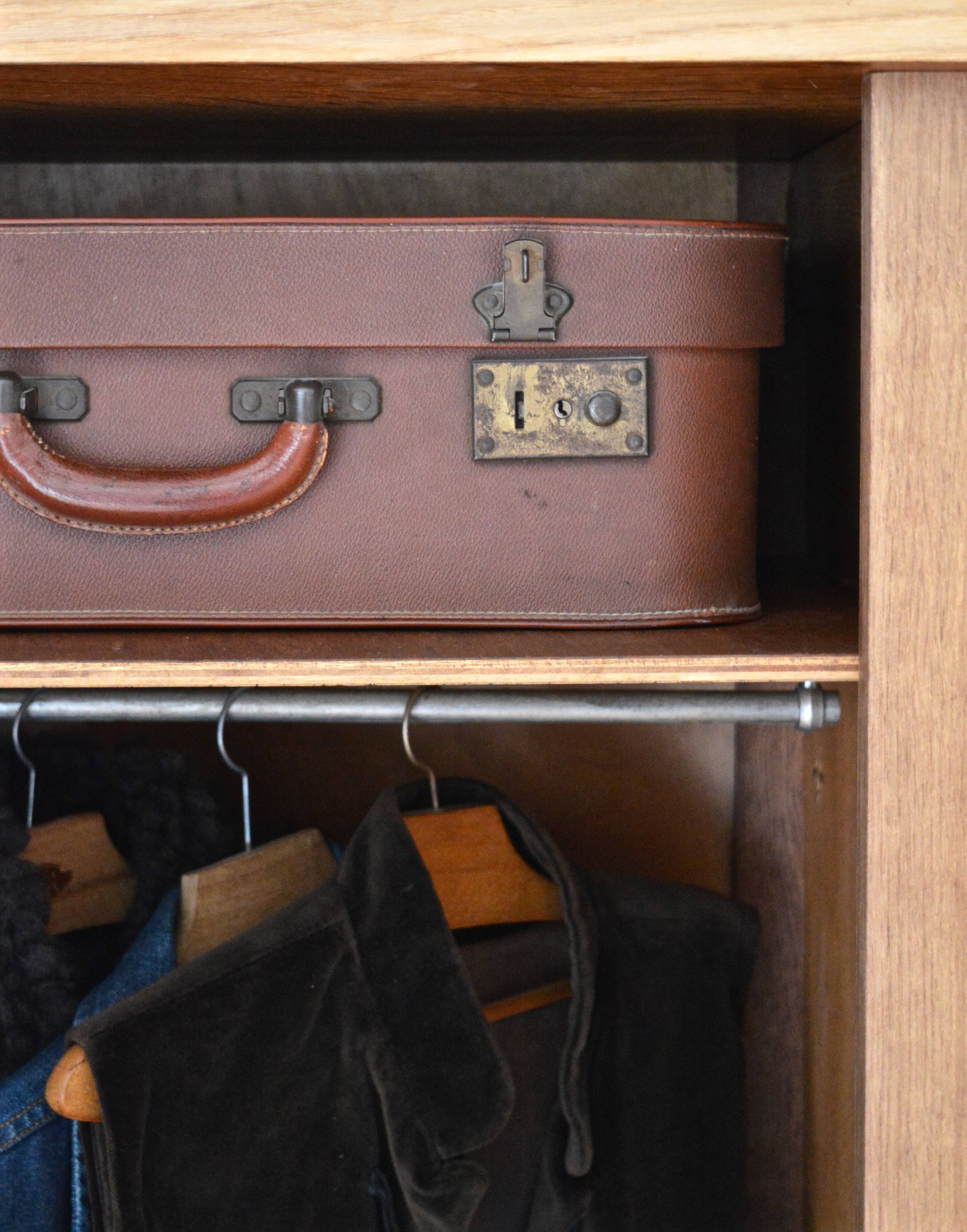 Wood and rattan wardrobe