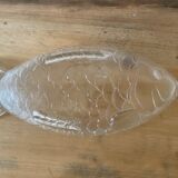 Transparent glass raviers in the shape of a fish