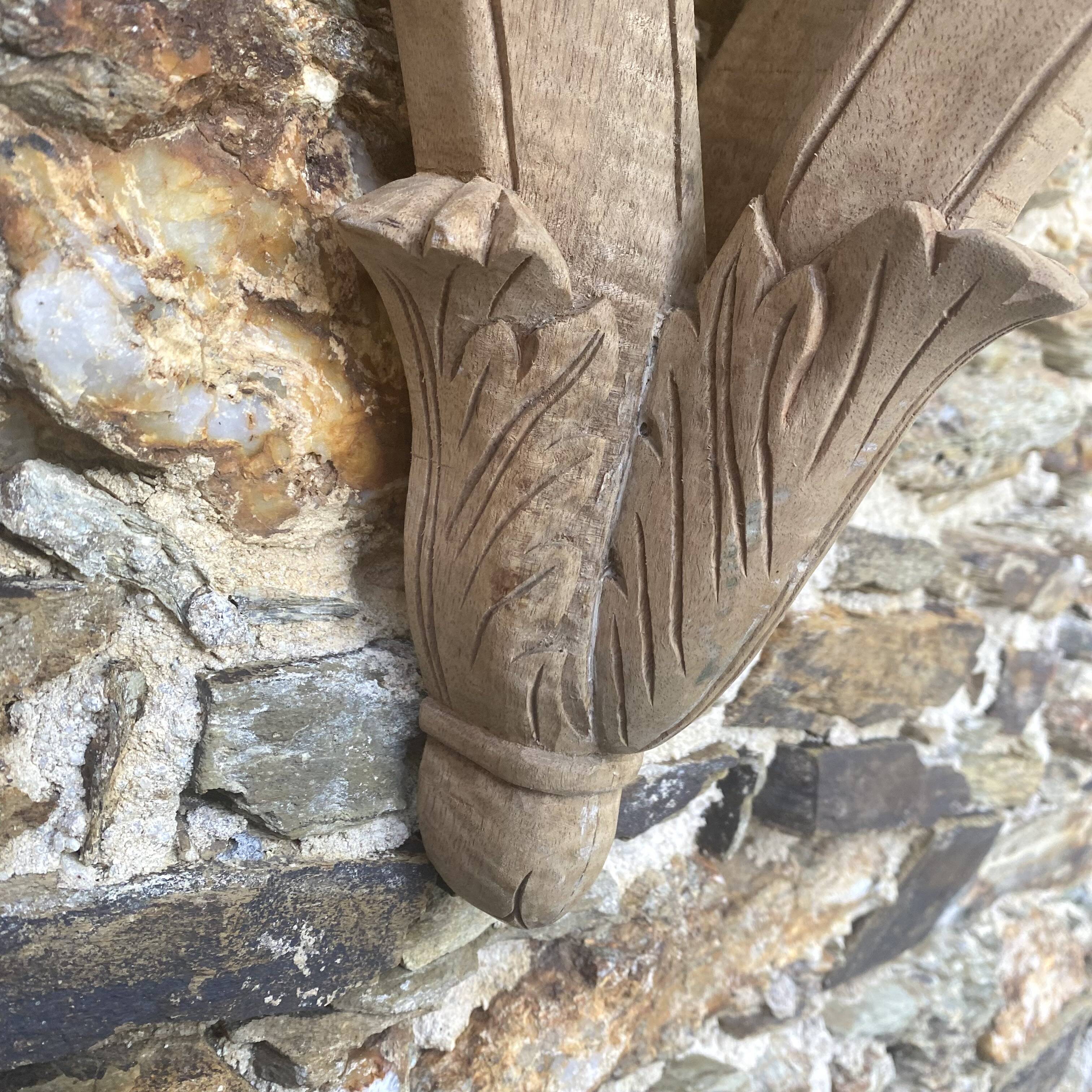 carved wooden wall shelf or wall console