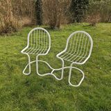 70s tubular garden bench