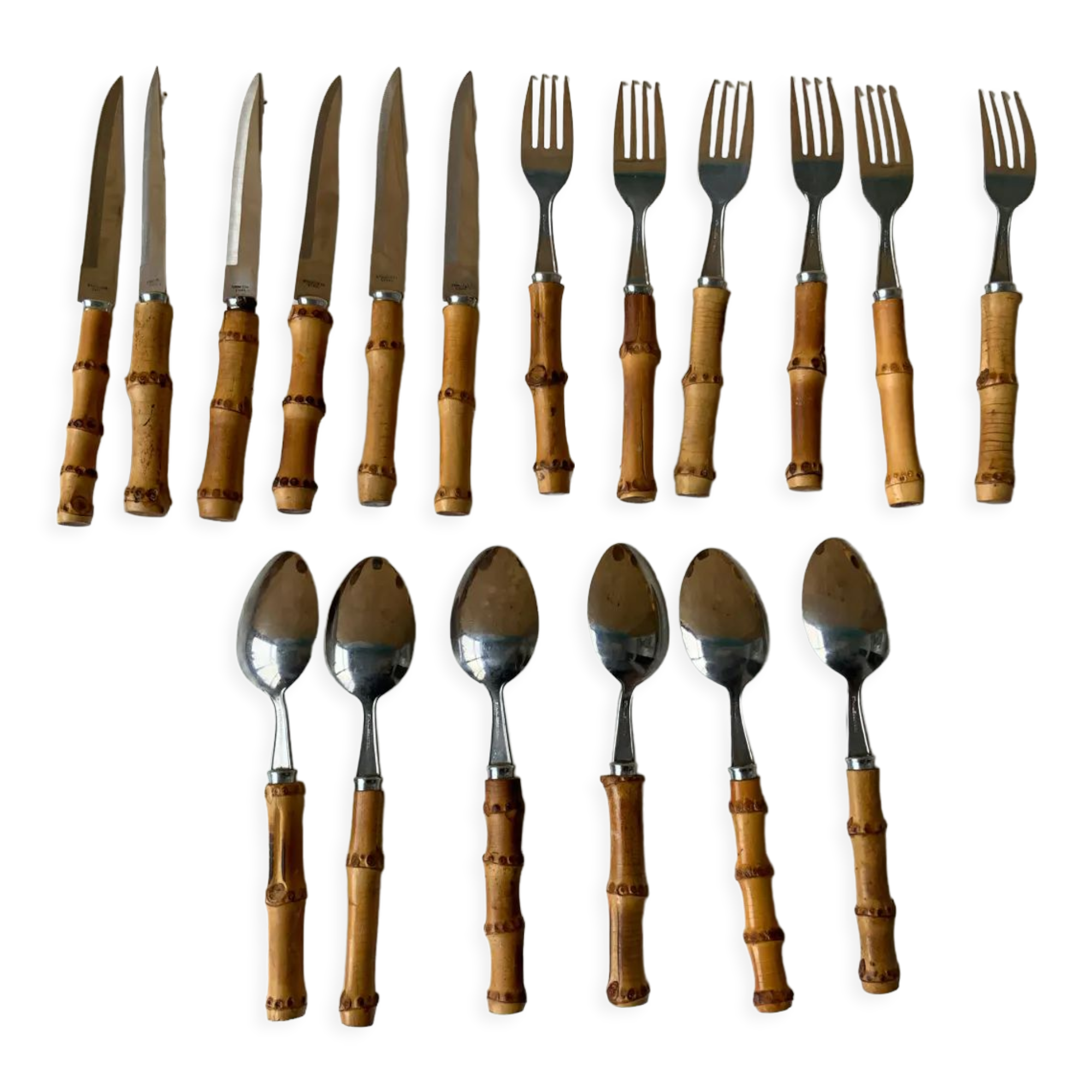 Vintage bamboo cutlery set