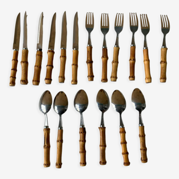 Vintage bamboo cutlery set