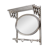 Antique Metal Train Coat Rack with Mirror French Luggage Rack