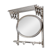 Antique Metal Train Coat Rack with Mirror French Luggage Rack