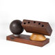 Vintage pen holder, wood paper press and metal ball