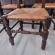 5 straw and wood chairs, brutalist 60s
