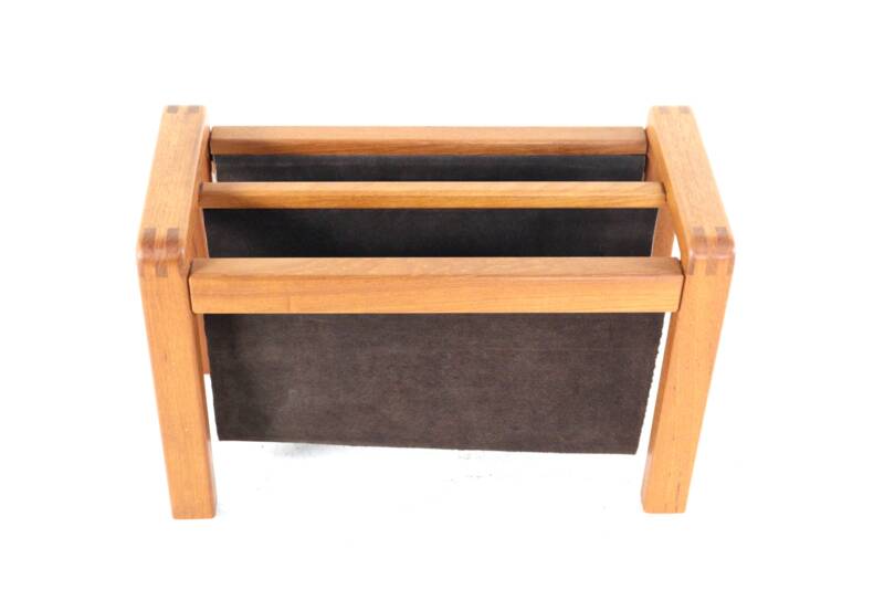 Salling stolefabrik magazine rack with leather in teak