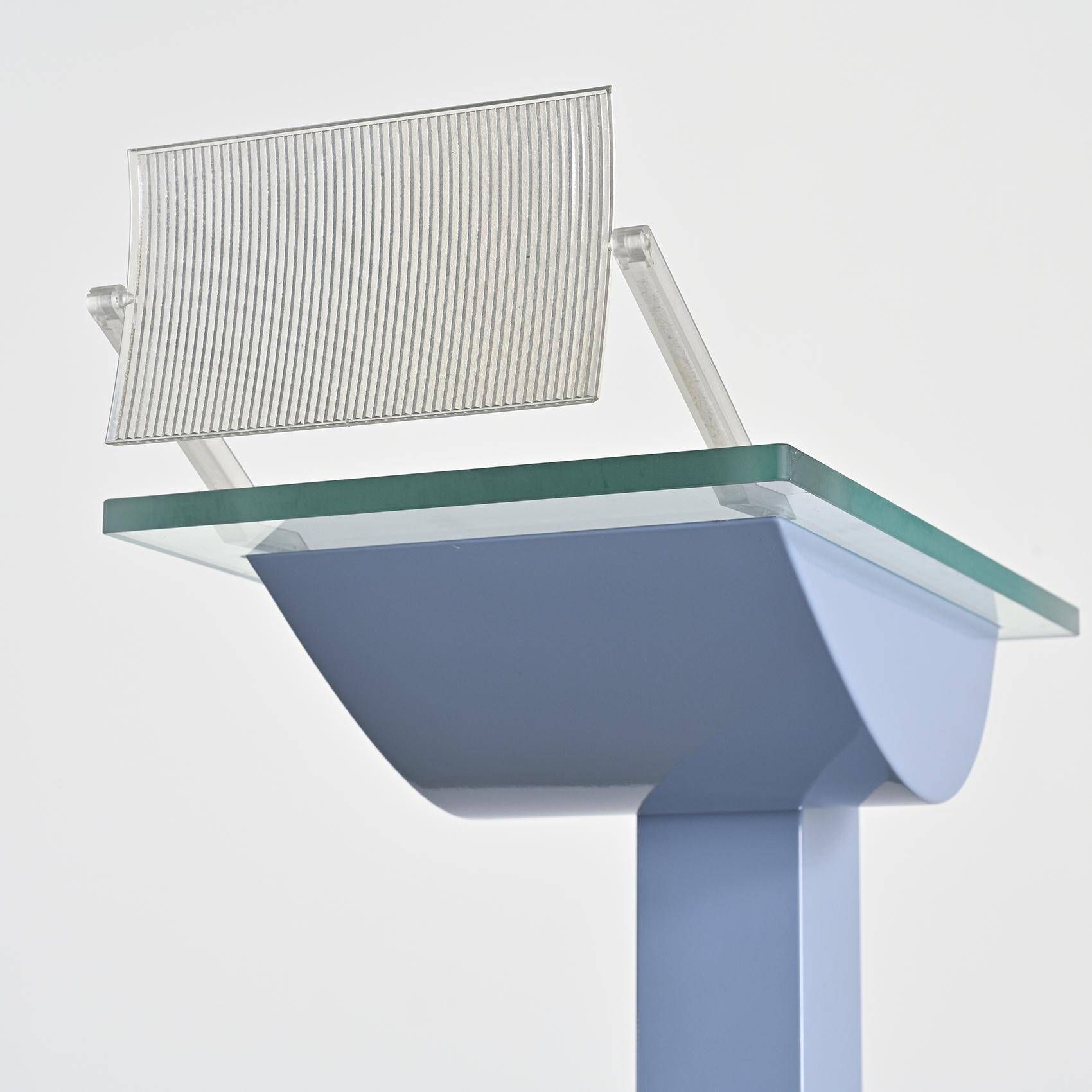 ID-S floor lamp in gray lacquered metal by Ettore Sottsass, Zumtobel, circa 1987