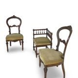 2 chaises et 1 chaise de coin italiennes, années 1950