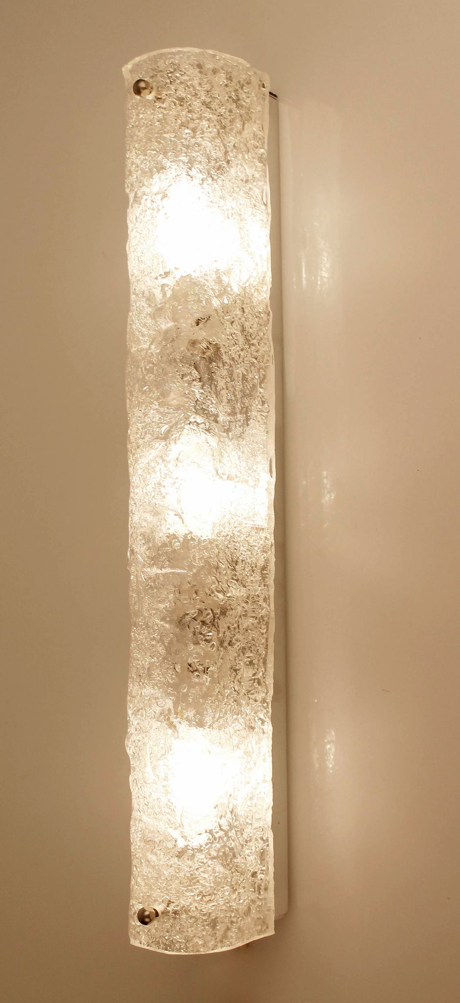 Vintage wall lamps, murano glass and chrome, 60s