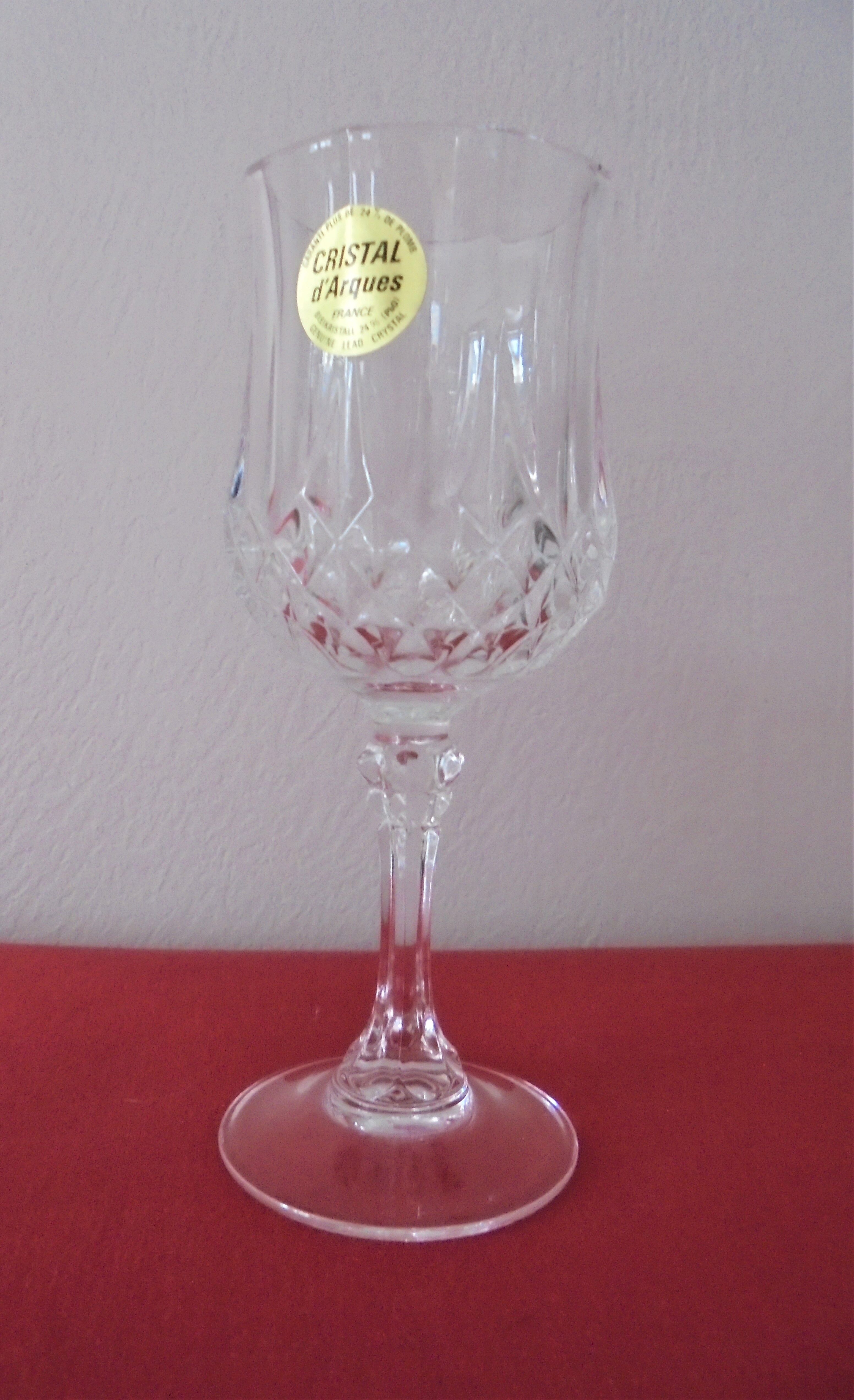 Lot 6 verres à pied cristal d'Arques ciselé