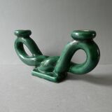 woven ceramic candlestick, slip, 1970s, Vallauris