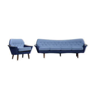 Modernist scandinavian velvet living room set by Holm Fabriker AB, 1960s, Set of 2