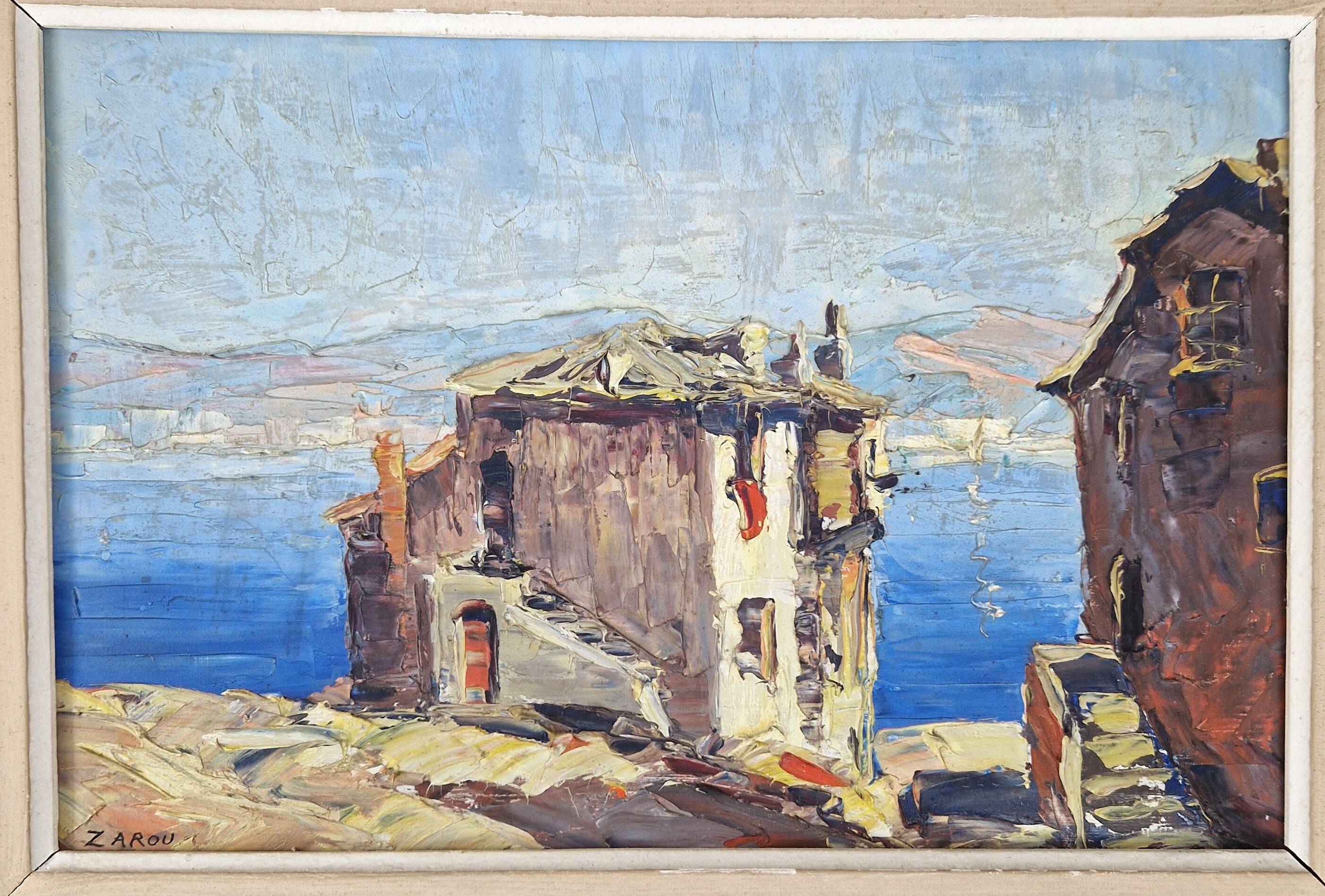 Oil on panel by Gerard Cardella known as ZAROU, painting signed by the artist.