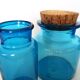 Ensemble de 6 bocaux en verre bleu