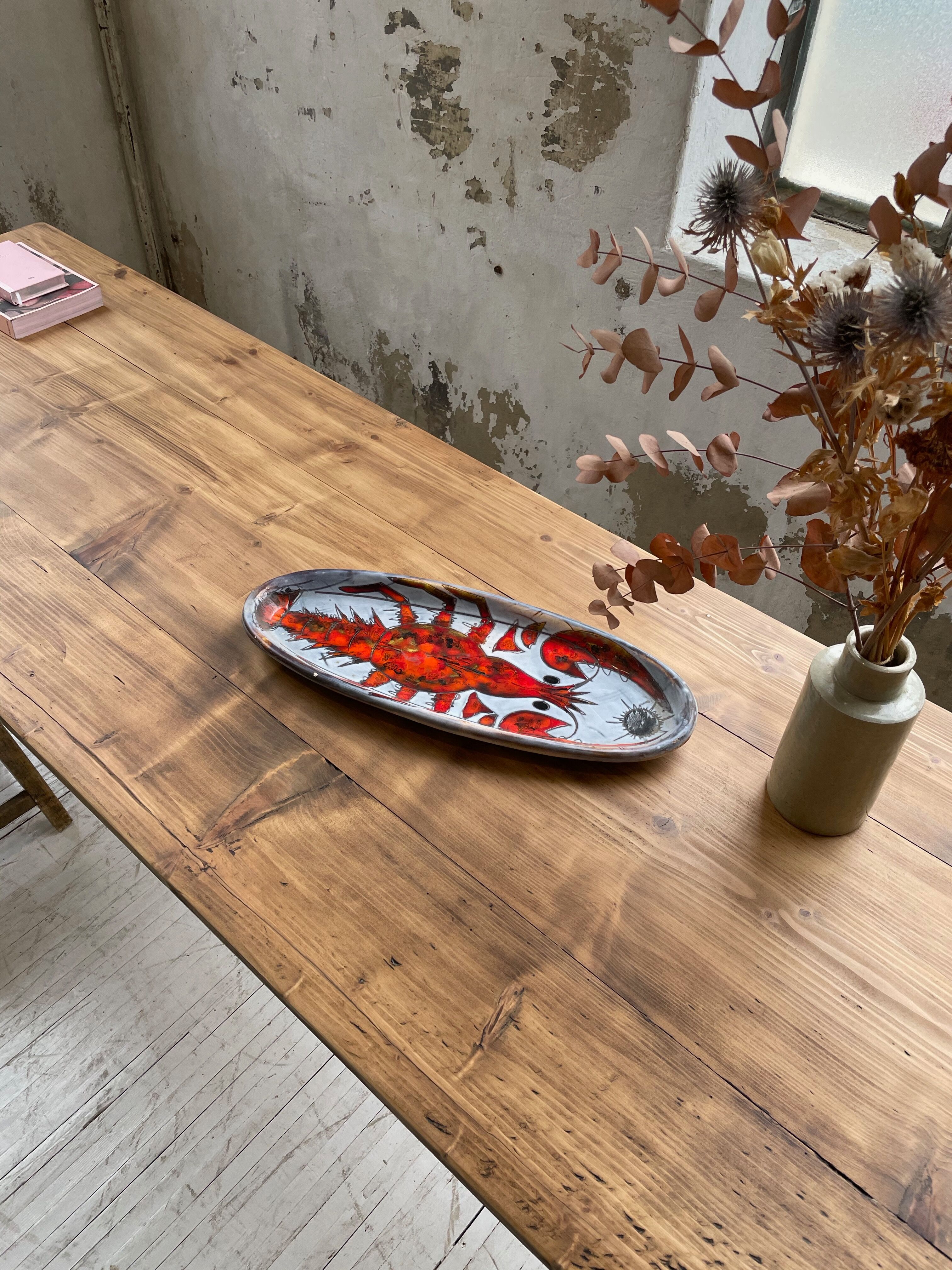 Plat céramique « homard » Vallauris Brunner