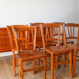 Ensemble de 6 chaises bistrot en bois Luterma 1950