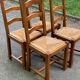 4 dining chairs made of solid wood with straw seats, farmhouse style, medium oak, 1960, 100cm.